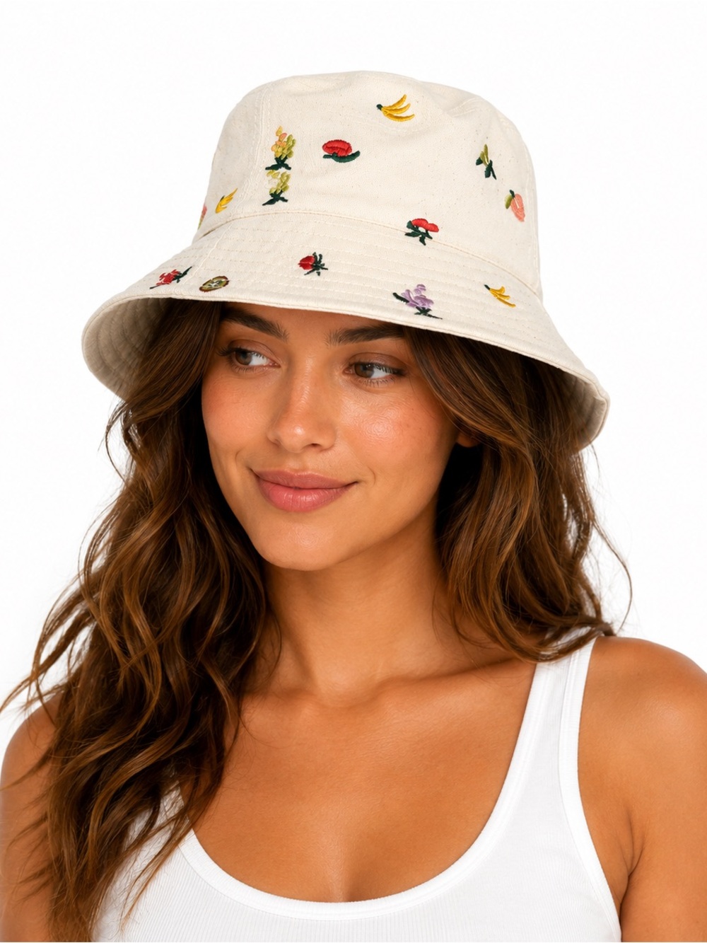 Madewell Embroidered Fruit Bucket Hat – Cream Cotton S/M - Picture 4 of 7